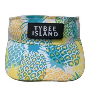 Lucky 7 Visor Blue White Yellow OS Pineapple Pattern Tybee Island Patch Hat